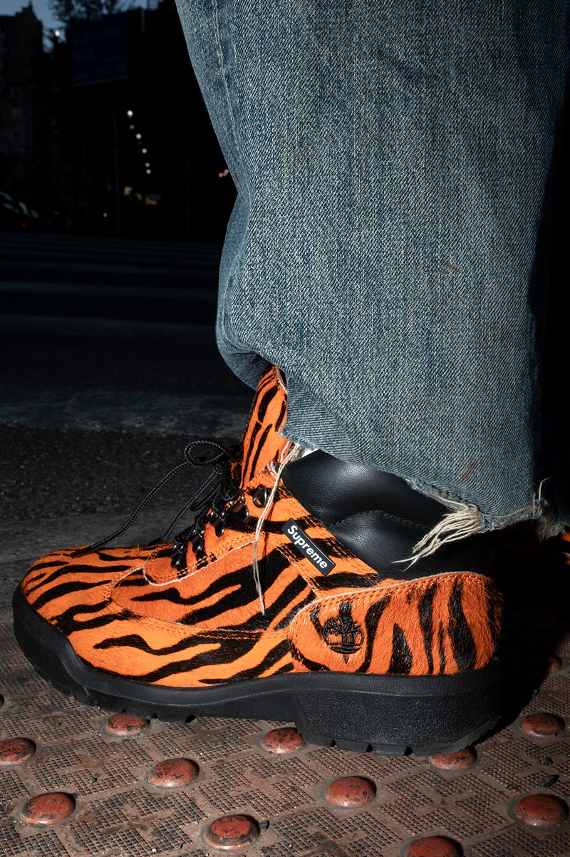 Supreme x Timberland Fall 2024 Collaboration field boot zebra tiger gore-tex all field boots 