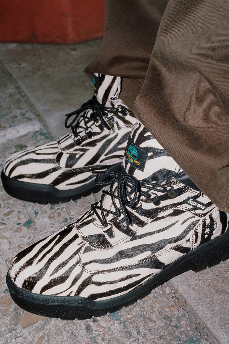 Supreme x Timberland Fall 2024 Collaboration field boot zebra tiger gore-tex all field boots 