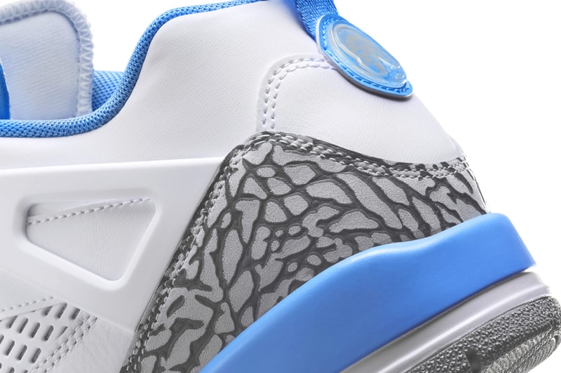 Official Look at the Jordan Spizike Low "UNC" FQ1759-141 White/University Blue-Wolf Grey-Anthracite release info elephant print