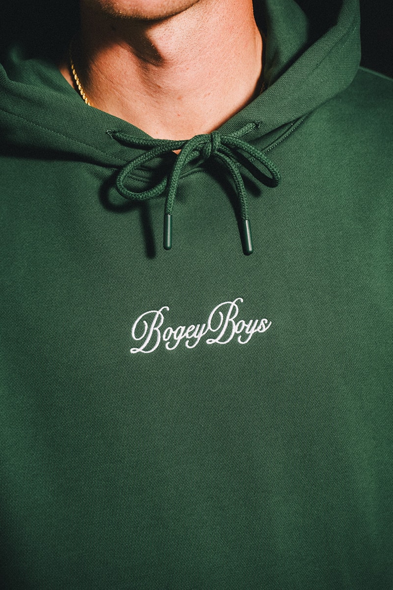 bogey boys holiday 2024 golf collection macklemore polo jacket cardigan sweater hat pants t shirt towel hoodie pattern green navy blue brown white
