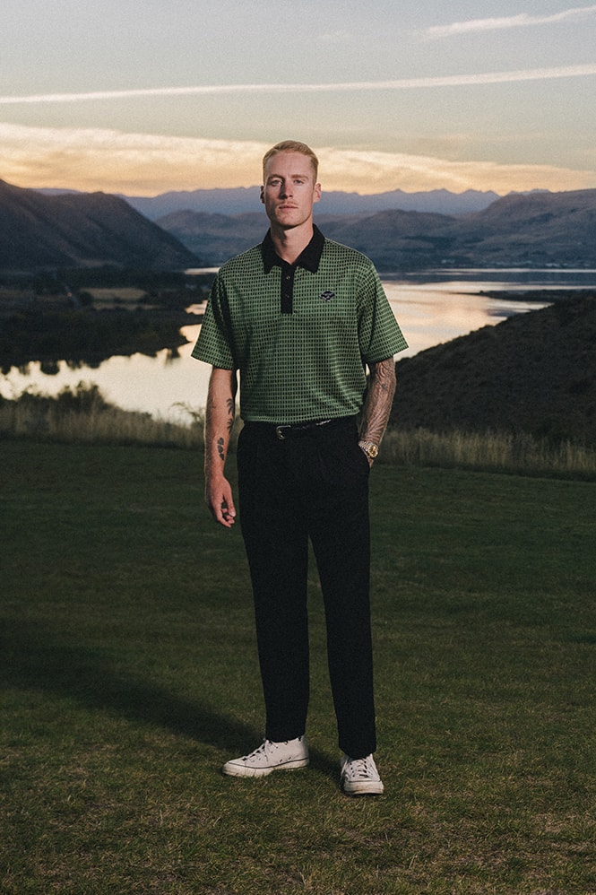 bogey boys holiday 2024 golf collection macklemore polo jacket cardigan sweater hat pants t shirt towel hoodie pattern green navy blue brown white