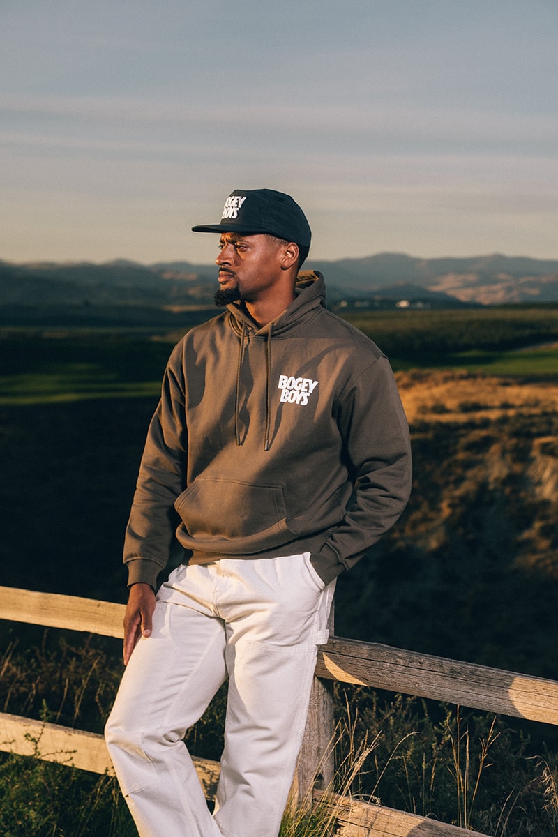 bogey boys holiday 2024 golf collection macklemore polo jacket cardigan sweater hat pants t shirt towel hoodie pattern green navy blue brown white