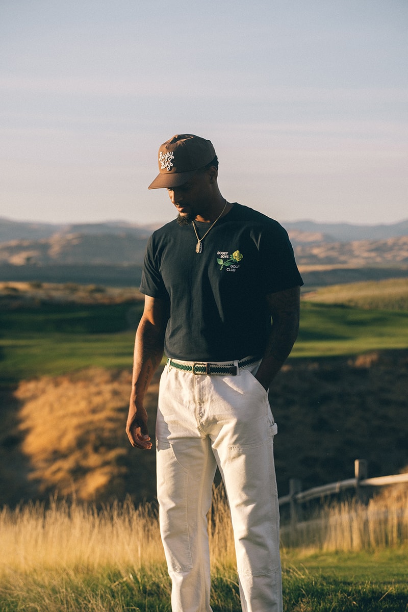 bogey boys holiday 2024 golf collection macklemore polo jacket cardigan sweater hat pants t shirt towel hoodie pattern green navy blue brown white