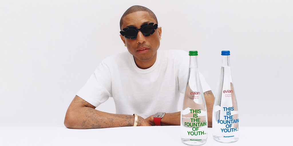 evian's 'Fountain of Youth' Bottles Designed in Collaboration with Pharrell Williams x Humanrace are Available Now #PharrellWilliams