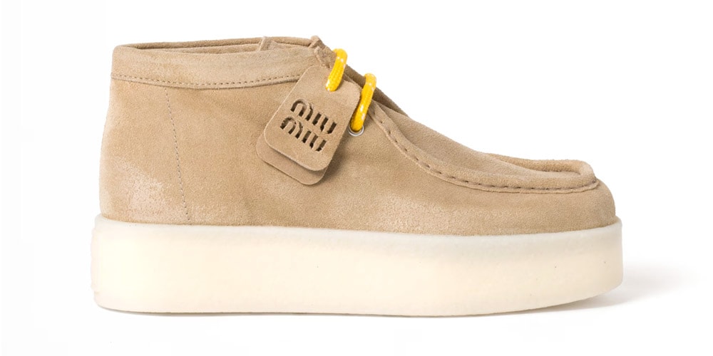 Miu Miu Redefines Moccasin Elegance with the Suede Delavé Wedge Ankle Boot