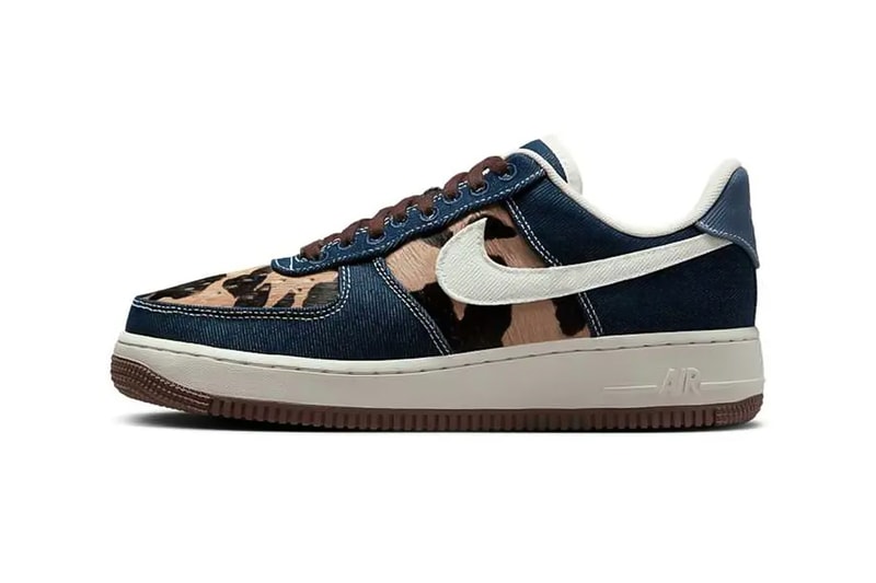Official Look at the Nike Air Force 1 Low "Cheetah/Blue Denim" IB3674-400 Blue Void/Sail-Baroque Brown mohair suede denim 