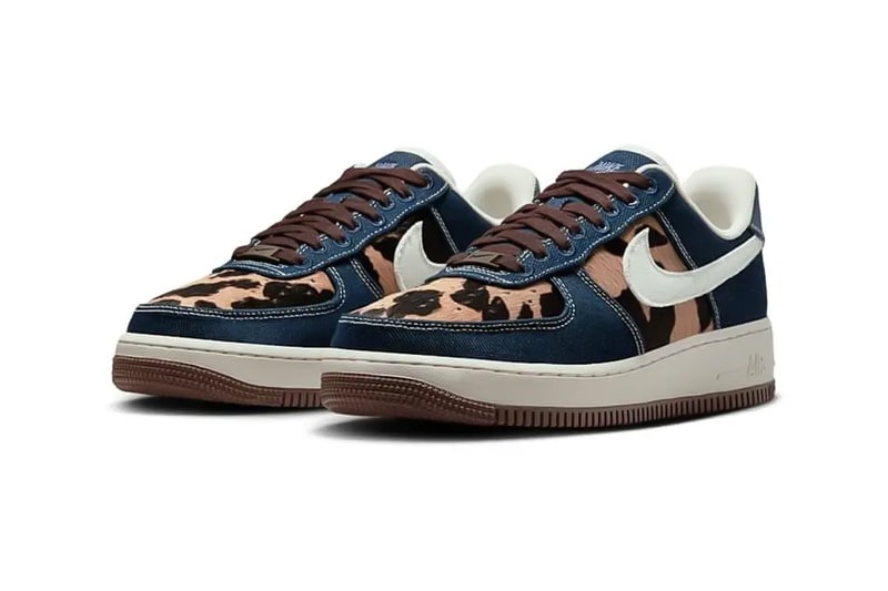 Official Look at the Nike Air Force 1 Low "Cheetah/Blue Denim" IB3674-400 Blue Void/Sail-Baroque Brown mohair suede denim 