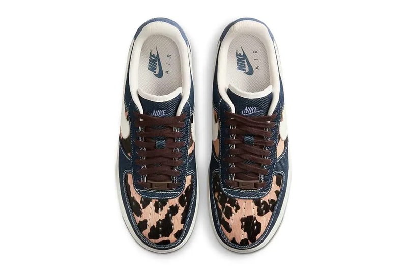 Official Look at the Nike Air Force 1 Low "Cheetah/Blue Denim" IB3674-400 Blue Void/Sail-Baroque Brown mohair suede denim 
