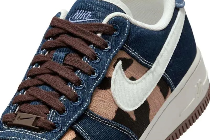 Official Look at the Nike Air Force 1 Low "Cheetah/Blue Denim" IB3674-400 Blue Void/Sail-Baroque Brown mohair suede denim 