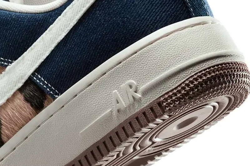 Official Look at the Nike Air Force 1 Low "Cheetah/Blue Denim" IB3674-400 Blue Void/Sail-Baroque Brown mohair suede denim 