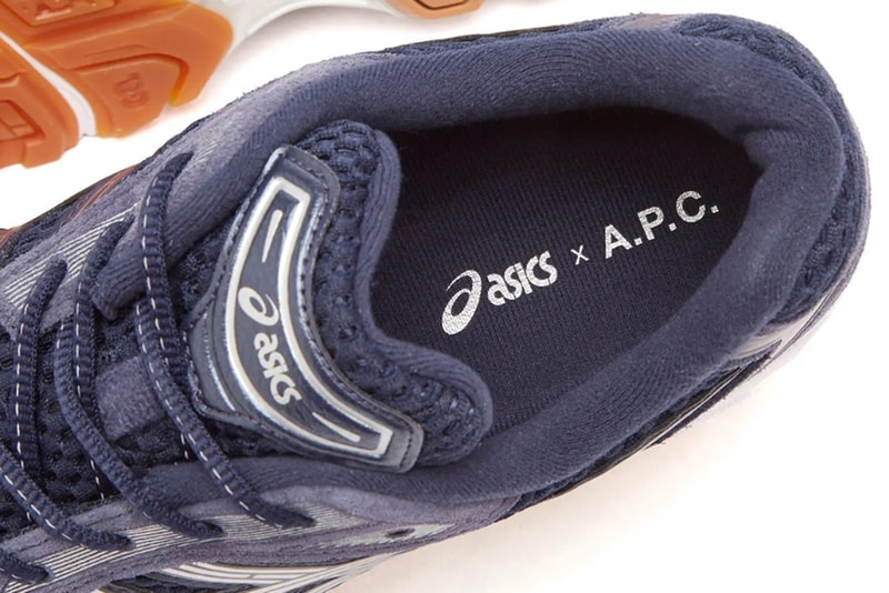 First Look at the A.P.C. x ASICS GEL-KAYANO 14 "White" tiger stripes gel pods sneakers collaboration 1203A727-100