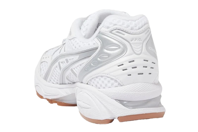 First Look at the A.P.C. x ASICS GEL-KAYANO 14 "White" tiger stripes gel pods sneakers collaboration 1203A727-100