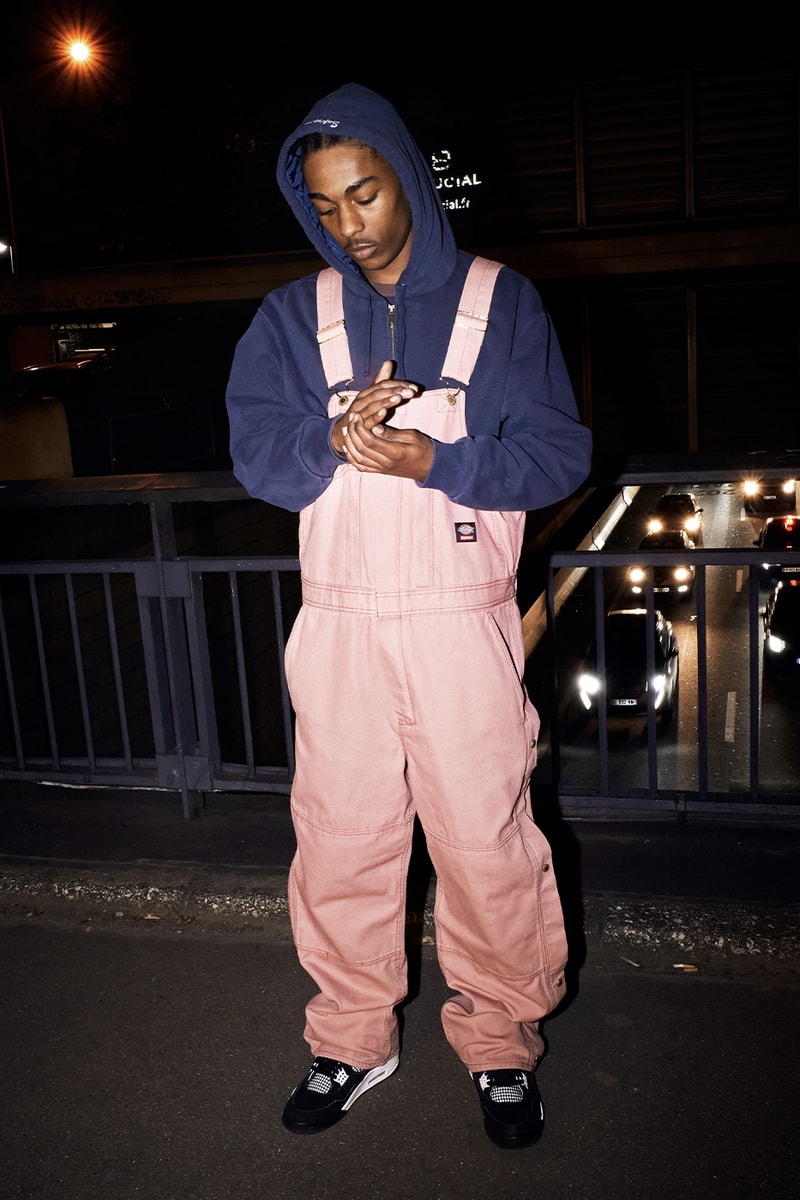 Supreme x Dickies Fall 2024 Collaboration Hooded Leather Work Jacket, Hooded Work Jacket, L/S Polo, L/S Top, Hooded Sweatshirt, Flannel Lined Overall and Flannel Lined Cargo Pant