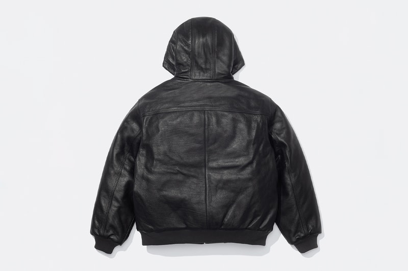 Supreme x Dickies Fall 2024 Collaboration Hooded Leather Work Jacket, Hooded Work Jacket, L/S Polo, L/S Top, Hooded Sweatshirt, Flannel Lined Overall and Flannel Lined Cargo Pant