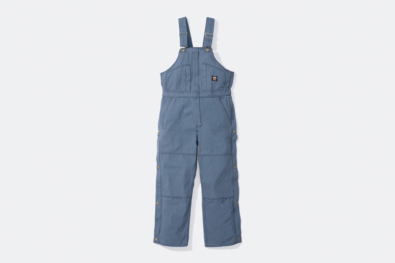 Supreme x Dickies Fall 2024 Collaboration Hooded Leather Work Jacket, Hooded Work Jacket, L/S Polo, L/S Top, Hooded Sweatshirt, Flannel Lined Overall and Flannel Lined Cargo Pant