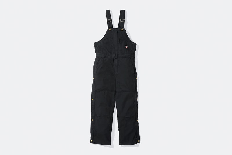 Supreme x Dickies Fall 2024 Collaboration Hooded Leather Work Jacket, Hooded Work Jacket, L/S Polo, L/S Top, Hooded Sweatshirt, Flannel Lined Overall and Flannel Lined Cargo Pant