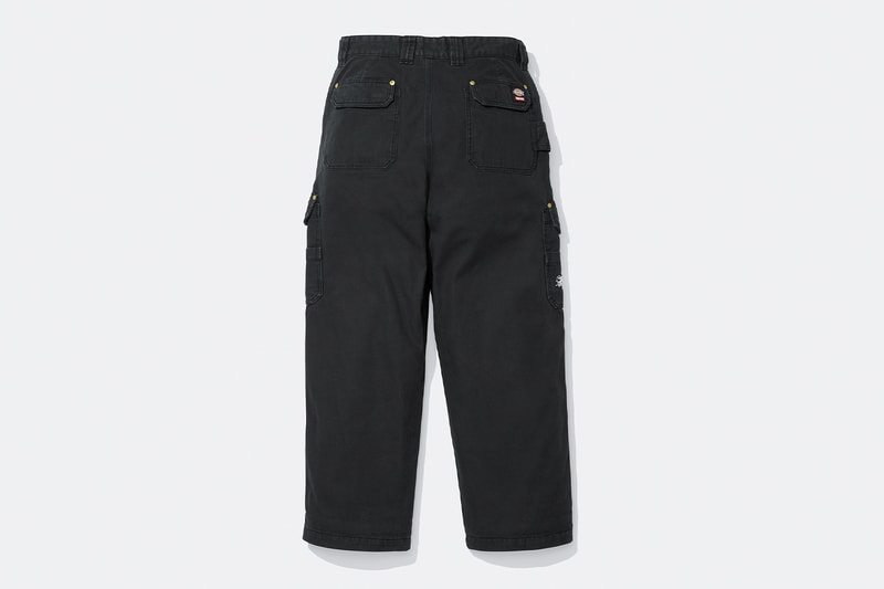 Supreme x Dickies Fall 2024 Collaboration Hooded Leather Work Jacket, Hooded Work Jacket, L/S Polo, L/S Top, Hooded Sweatshirt, Flannel Lined Overall and Flannel Lined Cargo Pant