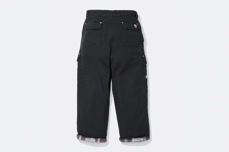Supreme x Dickies Fall 2024 Collaboration Hooded Leather Work Jacket, Hooded Work Jacket, L/S Polo, L/S Top, Hooded Sweatshirt, Flannel Lined Overall and Flannel Lined Cargo Pant
