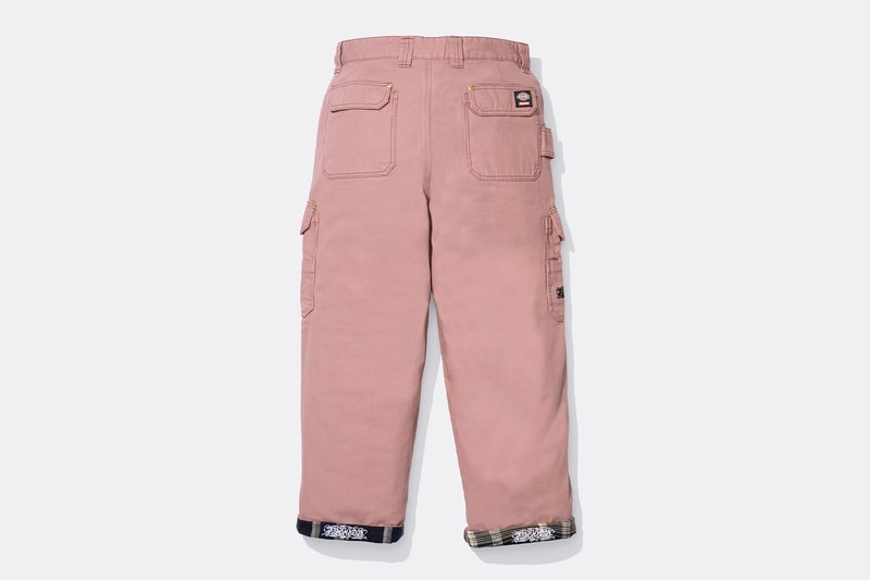 Supreme x Dickies Fall 2024 Collaboration Hooded Leather Work Jacket, Hooded Work Jacket, L/S Polo, L/S Top, Hooded Sweatshirt, Flannel Lined Overall and Flannel Lined Cargo Pant