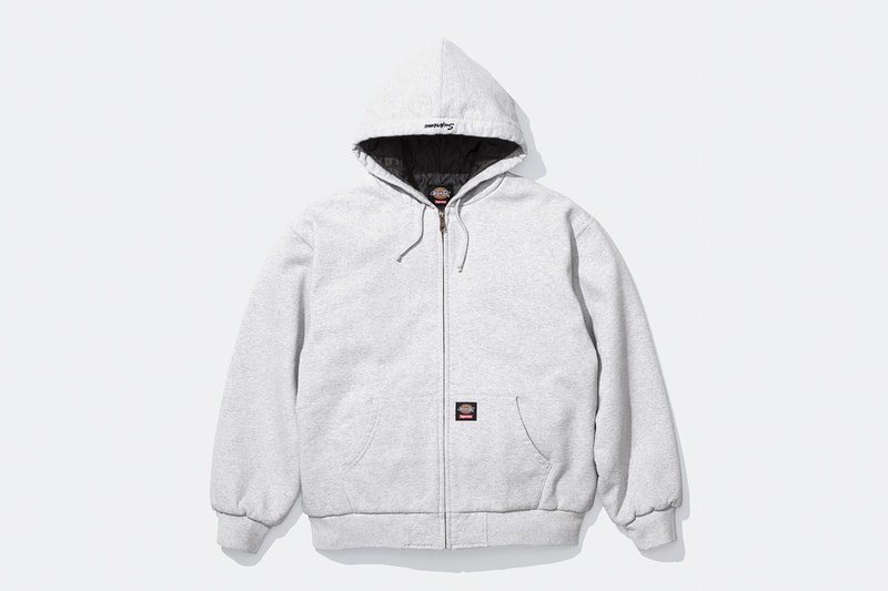 Supreme x Dickies Fall 2024 Collaboration Hooded Leather Work Jacket, Hooded Work Jacket, L/S Polo, L/S Top, Hooded Sweatshirt, Flannel Lined Overall and Flannel Lined Cargo Pant