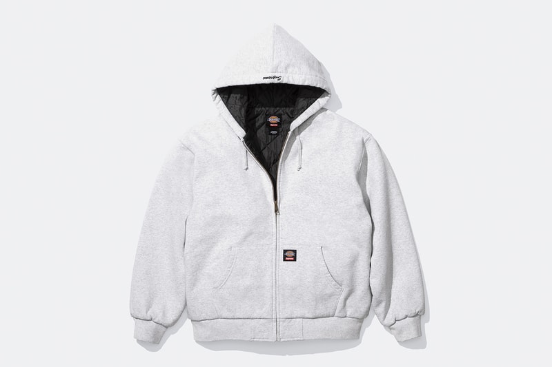 Supreme x Dickies Fall 2024 Collaboration Hooded Leather Work Jacket, Hooded Work Jacket, L/S Polo, L/S Top, Hooded Sweatshirt, Flannel Lined Overall and Flannel Lined Cargo Pant