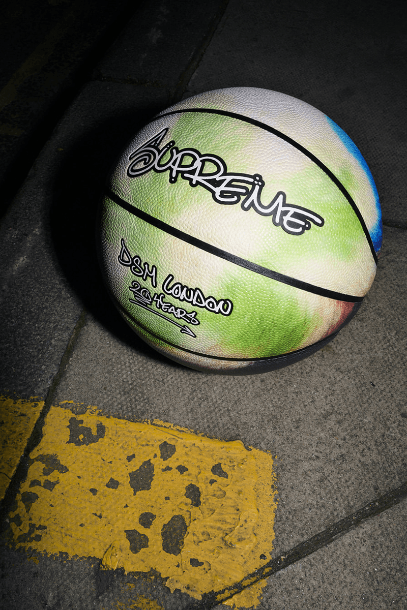 Supreme x Dover Street Market London Reveal 20th Anniversary Tee release info price store basketball spalding graphic photo t-shirt dickies collab fashion apparel 