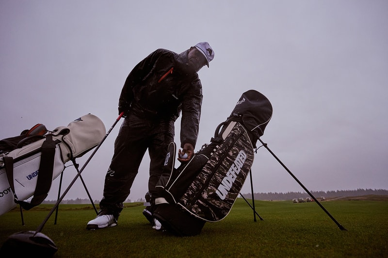 malbon undefeated golf collaboration collection price information release date camo pattern black white logo buckets tally marks polo jacket windbreaker hat bag towel mock neck t shirt vest pants