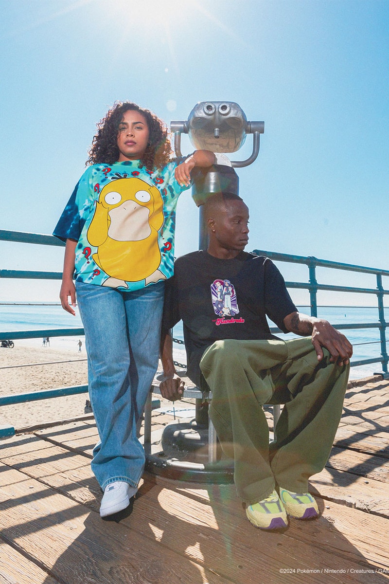 The Hundreds Catches 'Em All in New Pokémon Capsule Pikachu, Charizard, Meowth, Psyduck, Eevee and Mew. graphic second collab cut Togepi  and sew cardigan Team Rocket Ash Ketchum