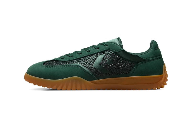 Swarovski x Converse Run Star Trainer "Deep Emerald" A11168C-300 bedazzled gems holiday release 