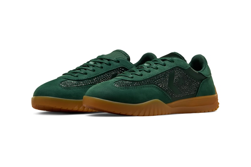 Swarovski x Converse Run Star Trainer "Deep Emerald" A11168C-300 bedazzled gems holiday release 