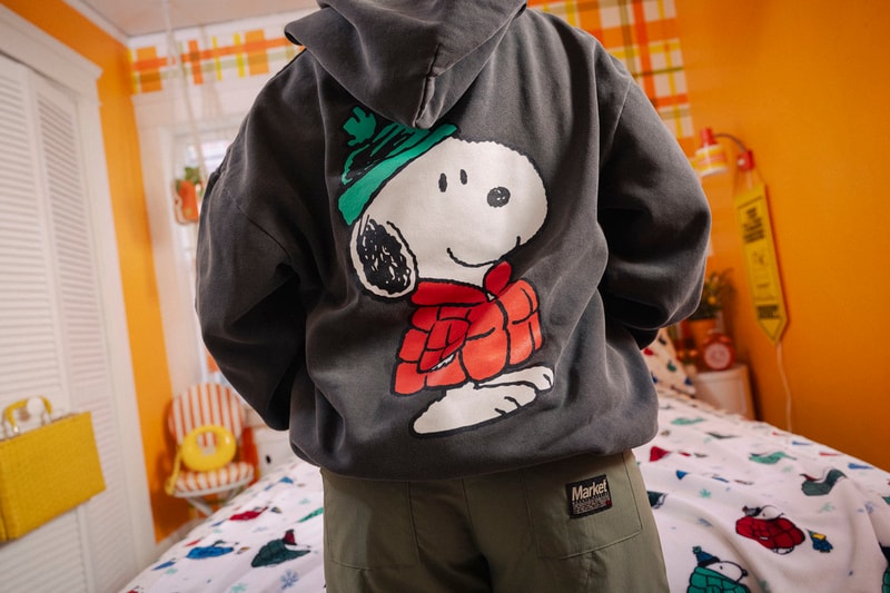 Snoopy Rocks a Puffer for the Market x Peanuts Holiday Capsule release info collab collection drop