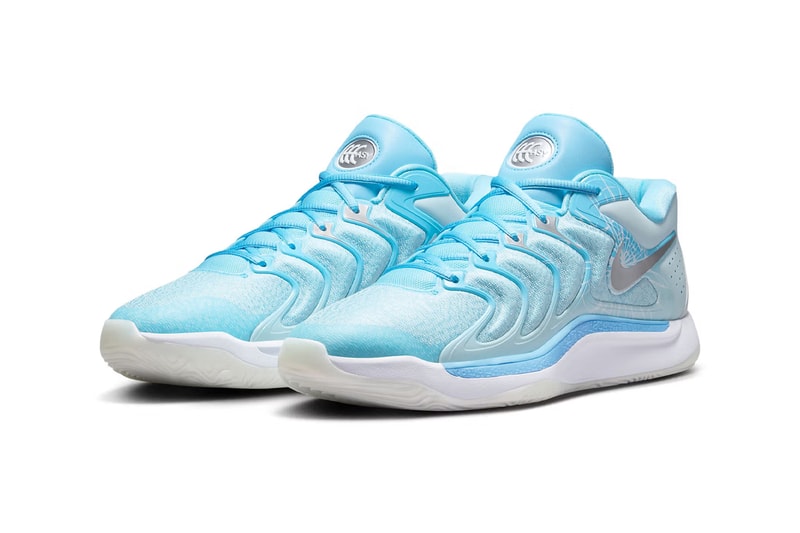 Nike KD 17 “Christmas” FZ1525-400 Aquarius Blue/Glacier Blue-White-Metallic Silver kevin durant holiday 2024 release icy blue