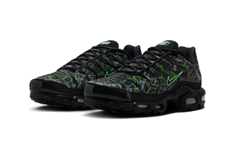 Official Look at the Nike Air Max Plus "Black/Green Strike" IB3075-001 Black/Wolf Grey-Green Strike swoosh nike technical shoe tuned air