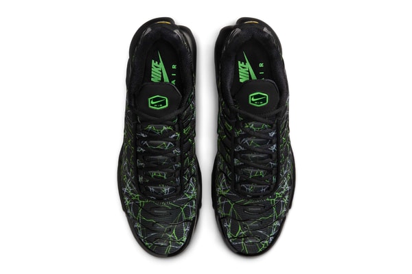 Official Look at the Nike Air Max Plus "Black/Green Strike" IB3075-001 Black/Wolf Grey-Green Strike swoosh nike technical shoe tuned air