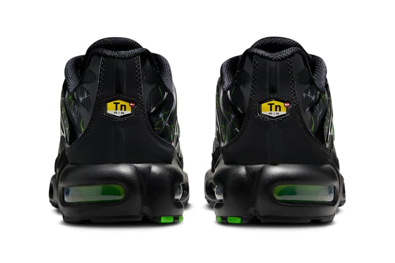 Official Look at the Nike Air Max Plus "Black/Green Strike" IB3075-001 Black/Wolf Grey-Green Strike swoosh nike technical shoe tuned air