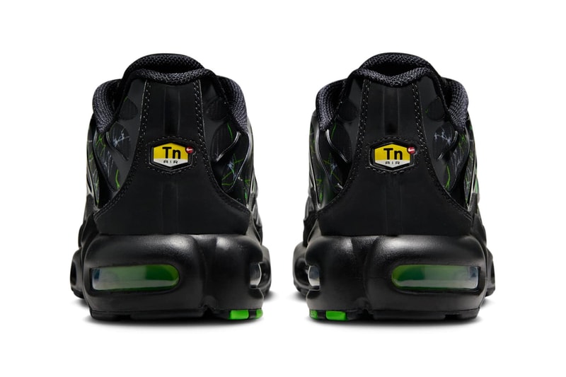 Official Look at the Nike Air Max Plus "Black/Green Strike" IB3075-001 Black/Wolf Grey-Green Strike swoosh nike technical shoe tuned air