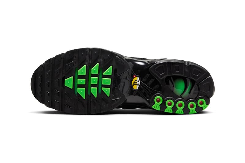 Official Look at the Nike Air Max Plus "Black/Green Strike" IB3075-001 Black/Wolf Grey-Green Strike swoosh nike technical shoe tuned air