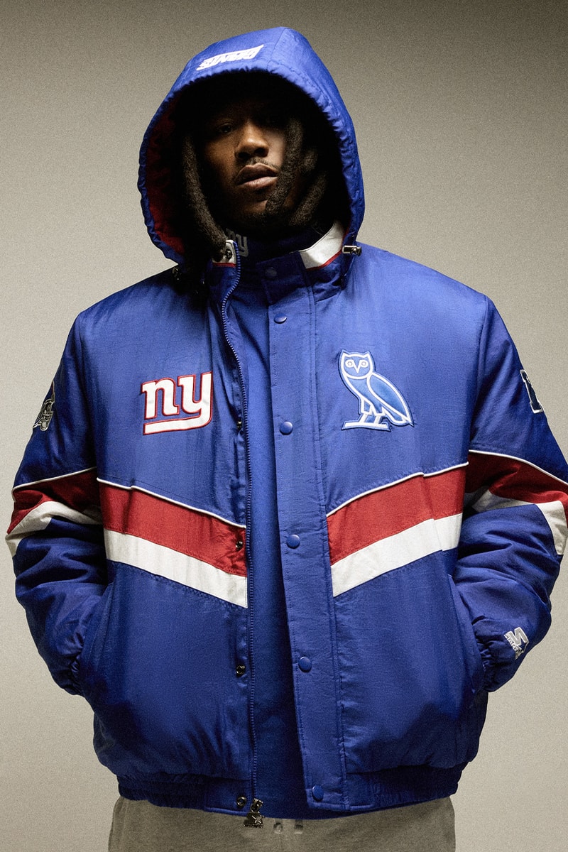 Drake's OVO and NFL Release Second Collaborative Capsule Collection Chicago bears new york giants new orleans saints Buffalo Bills Baltimore Ravens Las Vegas Raiders dallas cowboys san francisco 49ers green bay packers