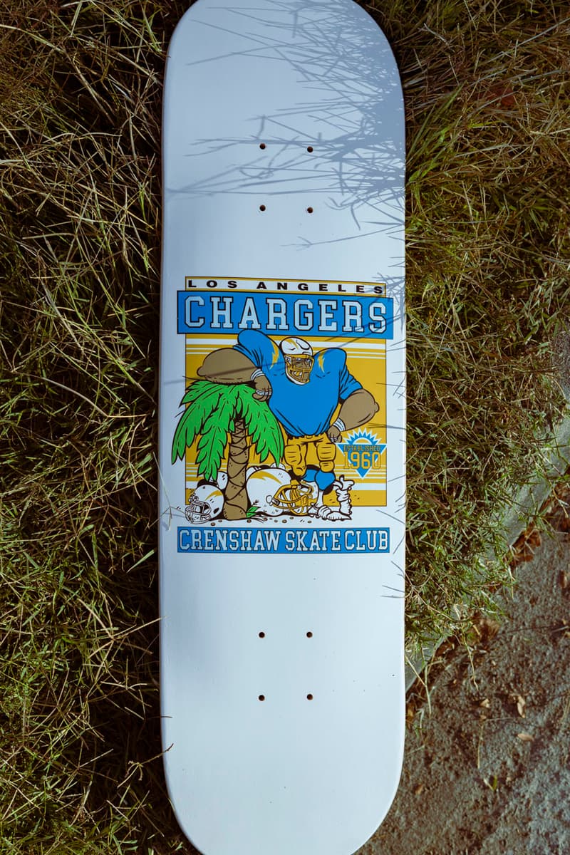 Crenshaw Skate Club x Los Angeles Chargers Run It Back collaboration collab
