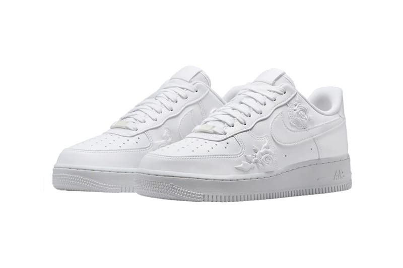 white and red air force 1 with rose