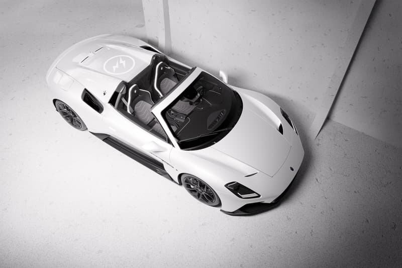 maserati hiroshi fujiwara mc20 cielo Fuoriserie By Series creatives collection exclusive fragment “Bianco Audace” “Nero Essenza” lightening bolt tonneau cover trident customization service supercar