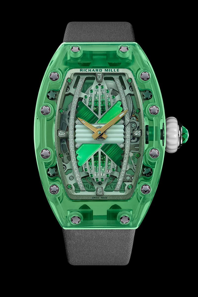 Richard Mille Releases Limited Edition 07-02 Automatic Sapphire Collection technicolor eleganc colored sapphire gem-set pink sapphire, lilac sapphire, green sapphire and gem-set green sapphire