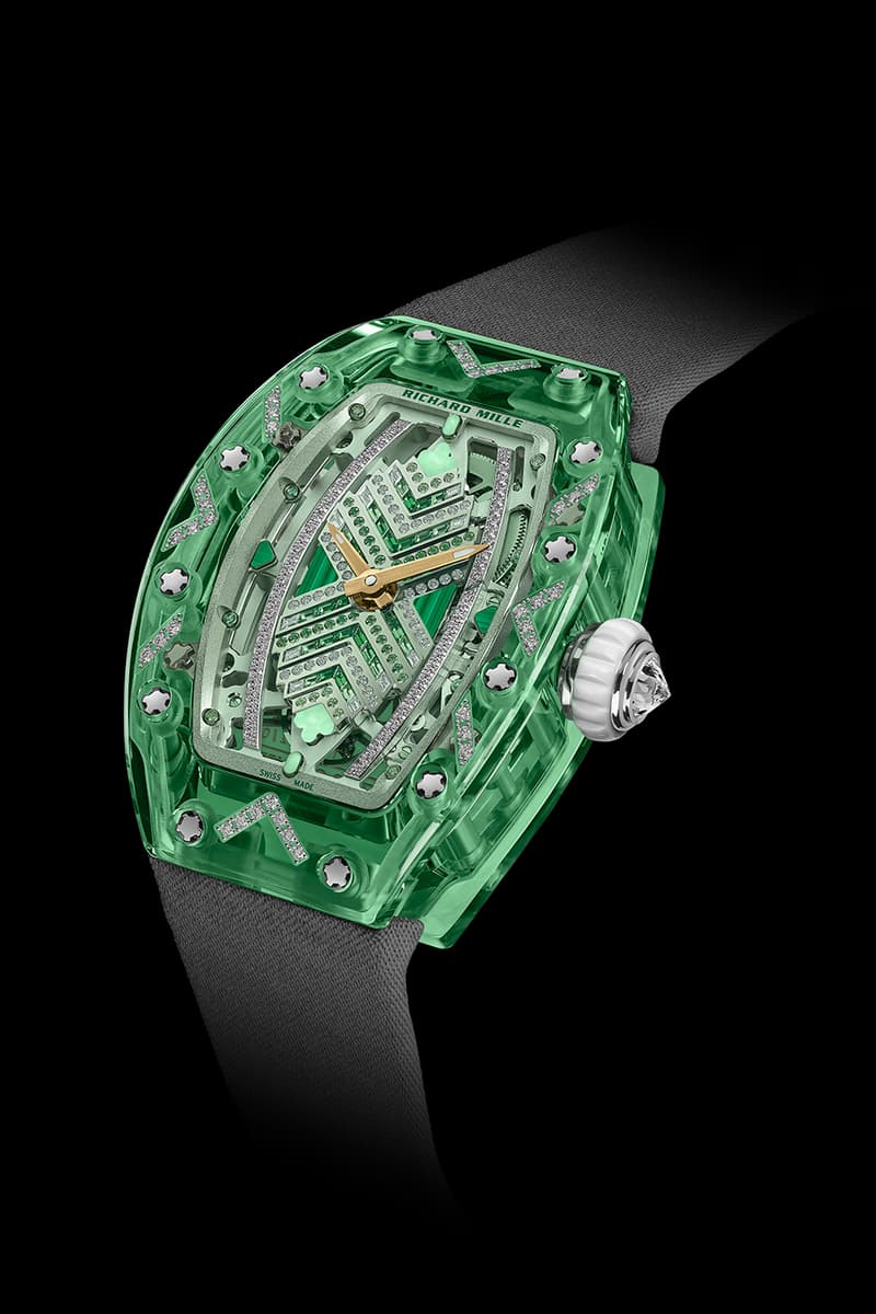 Richard Mille Releases Limited Edition 07-02 Automatic Sapphire Collection technicolor eleganc colored sapphire gem-set pink sapphire, lilac sapphire, green sapphire and gem-set green sapphire