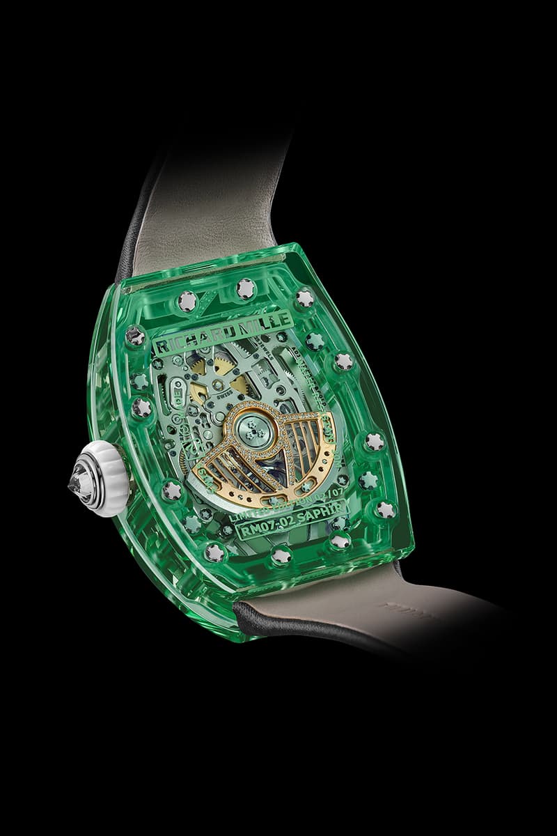 Richard Mille Releases Limited Edition 07-02 Automatic Sapphire Collection technicolor eleganc colored sapphire gem-set pink sapphire, lilac sapphire, green sapphire and gem-set green sapphire