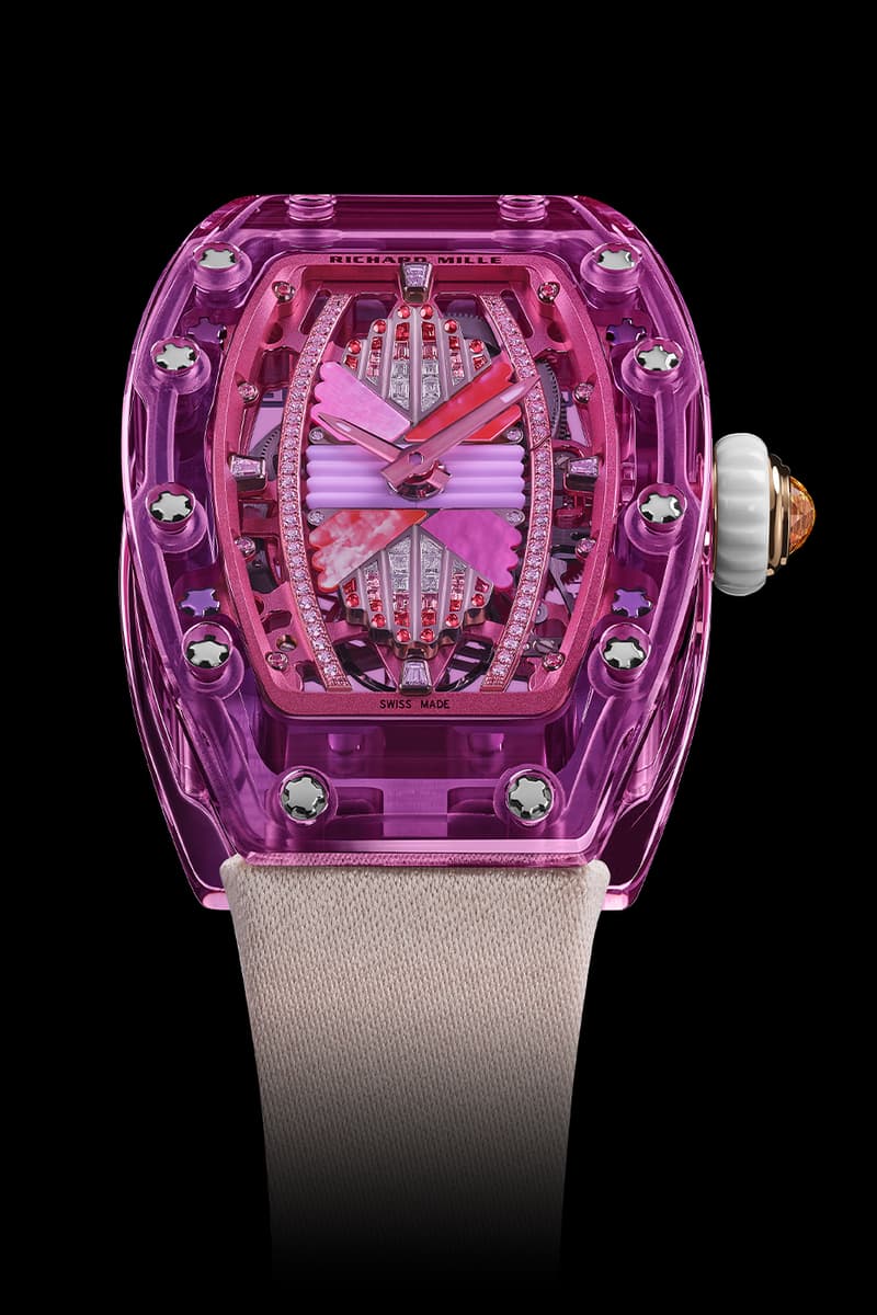 Richard Mille Releases Limited Edition 07-02 Automatic Sapphire Collection technicolor eleganc colored sapphire gem-set pink sapphire, lilac sapphire, green sapphire and gem-set green sapphire