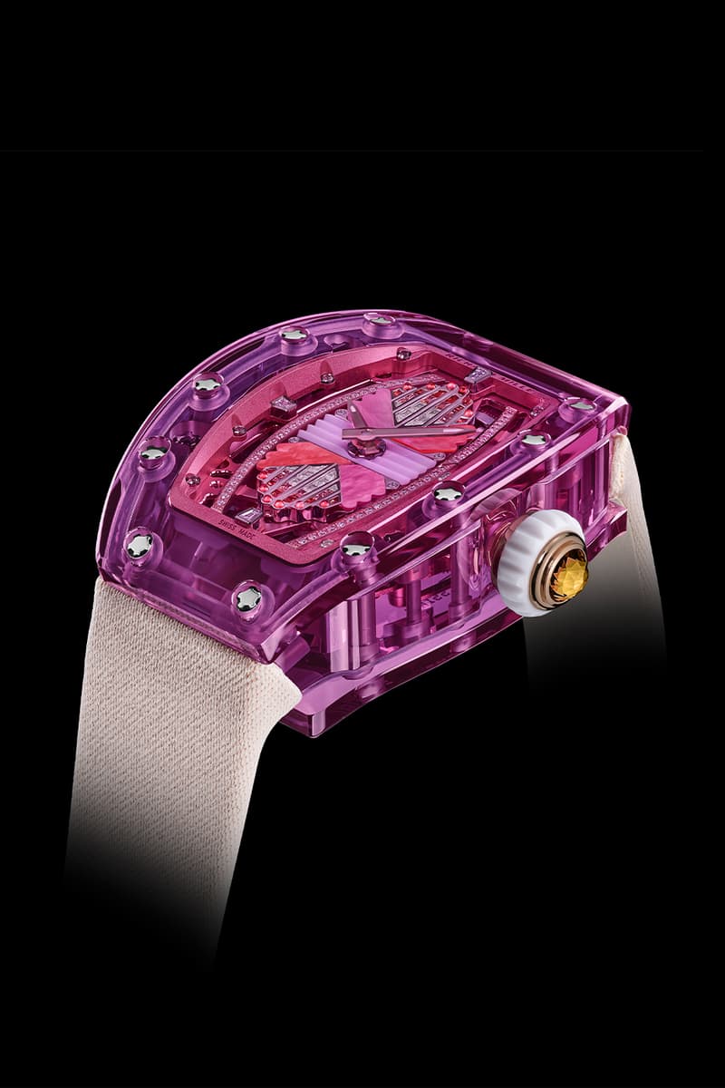 Richard Mille Releases Limited Edition 07-02 Automatic Sapphire Collection technicolor eleganc colored sapphire gem-set pink sapphire, lilac sapphire, green sapphire and gem-set green sapphire