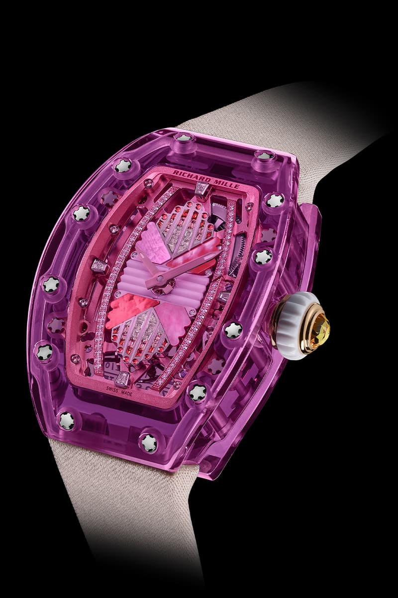 Richard Mille Releases Limited Edition 07-02 Automatic Sapphire Collection technicolor eleganc colored sapphire gem-set pink sapphire, lilac sapphire, green sapphire and gem-set green sapphire