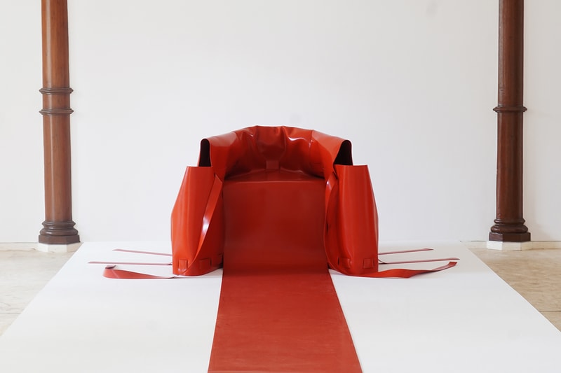 Flap Chair Chamar Studio Sudheer Rajbhar æquō Gallery Design Miami 2024 upcycled rubber Dalit community furniture