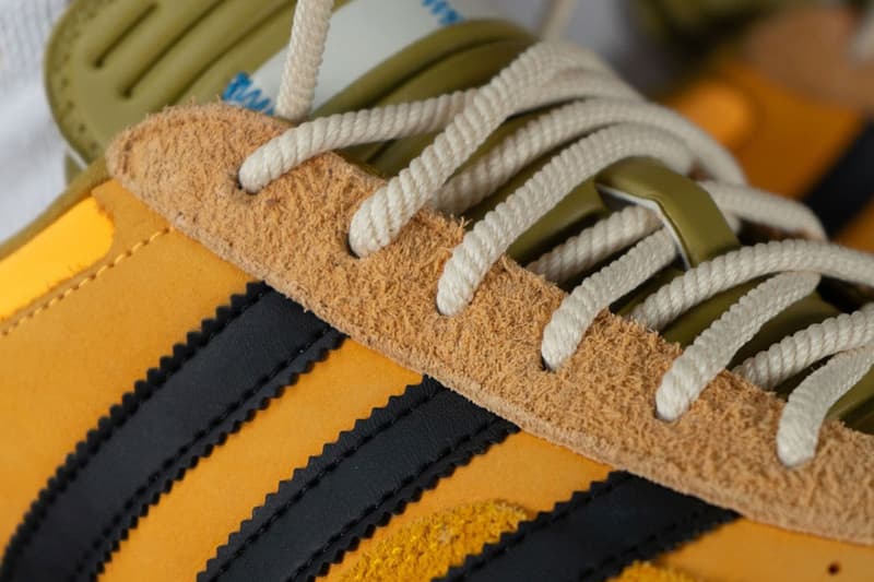 First Look at the Bad Bunny x adidas Gazelle Indoor Yellow Sample release info drop sl72 adizero samba drop san juan lionel messi collab duo