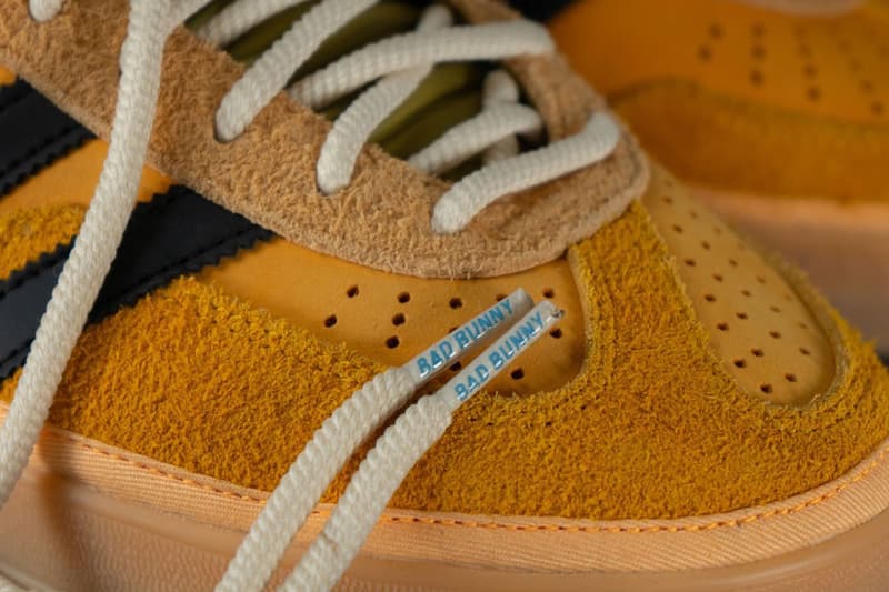 First Look at the Bad Bunny x adidas Gazelle Indoor Yellow Sample release info drop sl72 adizero samba drop san juan lionel messi collab duo